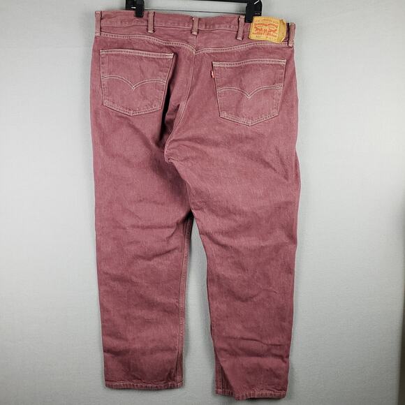 Levi's Men's Size 46 501 Cropped Jeans Dusty Brick Red Button Fly Original Fit - Picture 11 of 12